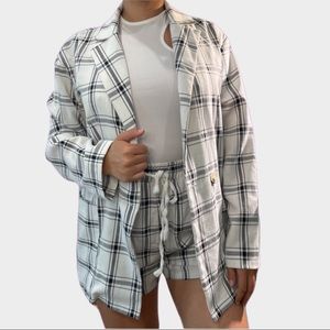PLAID BLAZER AND SHORT SET